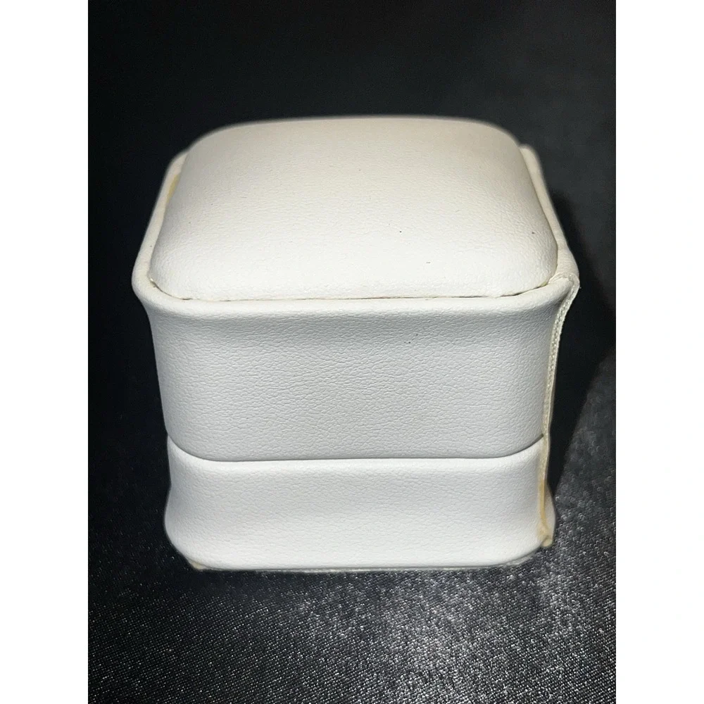 Brand new White Faux Leather Earring Gift Box – Hinged Presentation Box